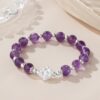 Lotus Beaded Bracelet in 925 Sterling Silver with Amethyst
