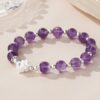 Lotus Beaded Bracelet in 925 Sterling Silver with Amethyst