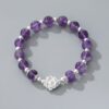 Lotus Beaded Bracelet in 925 Sterling Silver with Amethyst