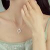 Pearl and Jade Pendant Necklace in 925 Sterling Silver