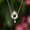 Pearl and Jade Pendant Necklace in 925 Sterling Silver