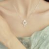 Pearl and Jade Pendant Necklace in 925 Sterling Silver