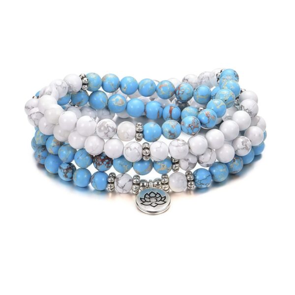 108 Beaded Bracelet in White Turquoise and Emperor Stone 108 Beaded Bracelet in White Turquoise and Emperor Stone