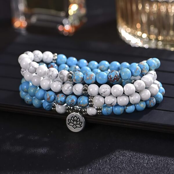 108 Beaded Bracelet in White Turquoise and Emperor Stone 108 Beaded Bracelet in White Turquoise and Emperor Stone