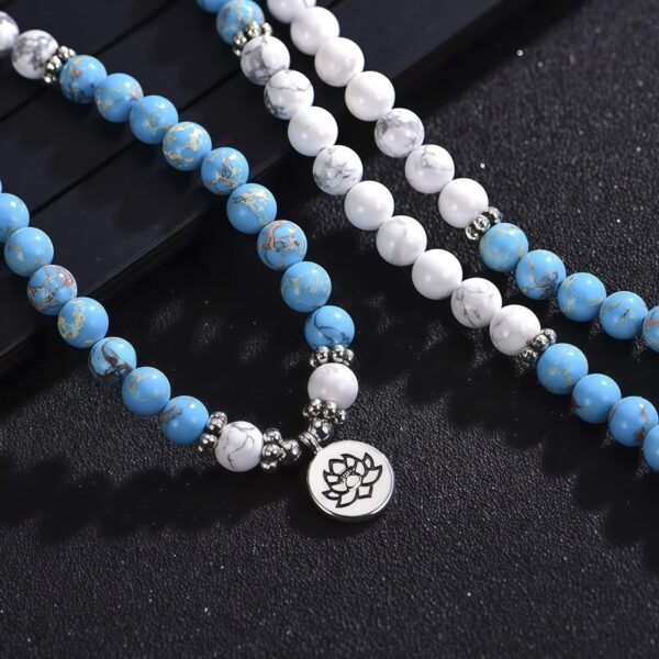 108 Beaded Bracelet in White Turquoise and Emperor Stone 108 Beaded Bracelet in White Turquoise and Emperor Stone