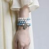 108 Beaded Bracelet in White Turquoise and Emperor Stone 108 Beaded Bracelet in White Turquoise and Emperor Stone