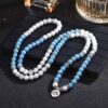 108 Beaded Bracelet in White Turquoise and Emperor Stone 108 Beaded Bracelet in White Turquoise and Emperor Stone