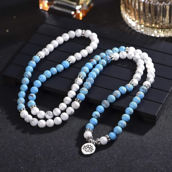 108 Beaded Bracelet in White Turquoise and Emperor Stone 108 Beaded Bracelet in White Turquoise and Emperor Stone