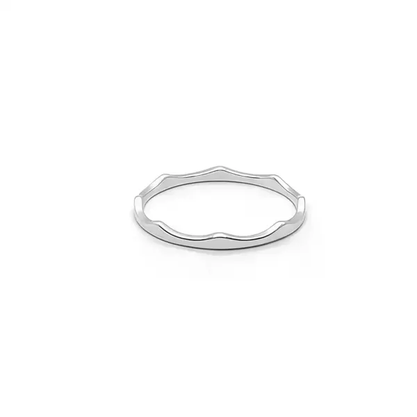 Polished Wave Band Ring in Sterling Silver Polished Wave Band Ring in Sterling Silver - 5
