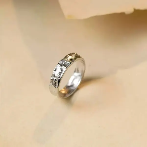 Crinkled Texture Band Ring in Sterling Silver Crinkled Texture Band Ring in Sterling Silver - 2