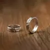 Crinkled Texture Band Ring in Sterling Silver - 1