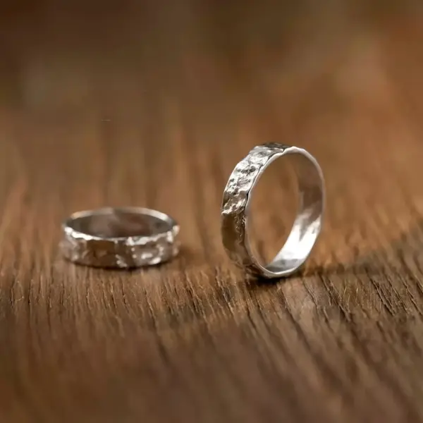 Crinkled Texture Band Ring in Sterling Silver - 1