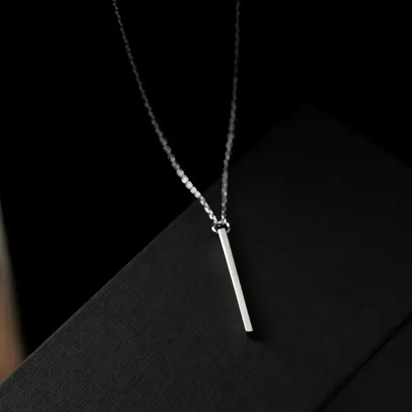 Long Bar Pendant Necklace in Sterling Silver Long Bar Pendant Necklace in Sterling Silver - 1