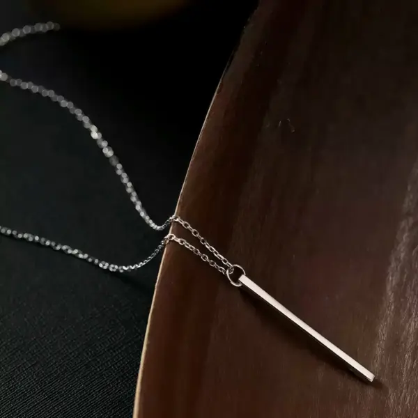Long Bar Pendant Necklace in Sterling Silver Long Bar Pendant Necklace in Sterling Silver - 4