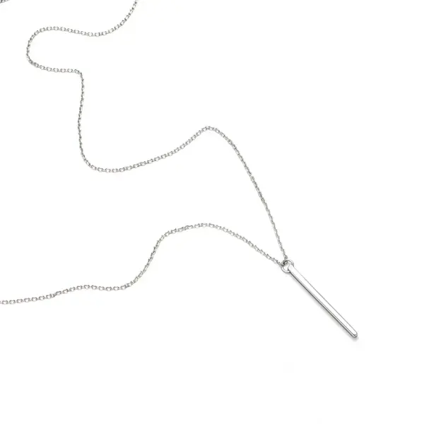 Long Bar Pendant Necklace in Sterling Silver Long Bar Pendant Necklace in Sterling Silver - 5