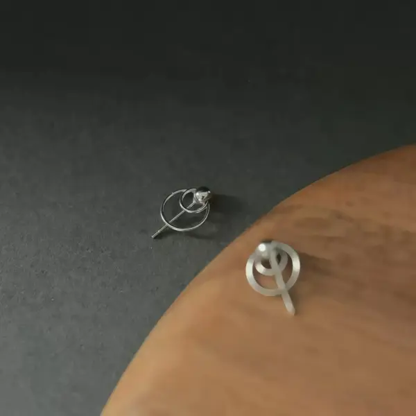 Double Circle Stud Earrings with 925 Silver Posts Double Circle Stud Earrings with 925 Silver Posts - 3