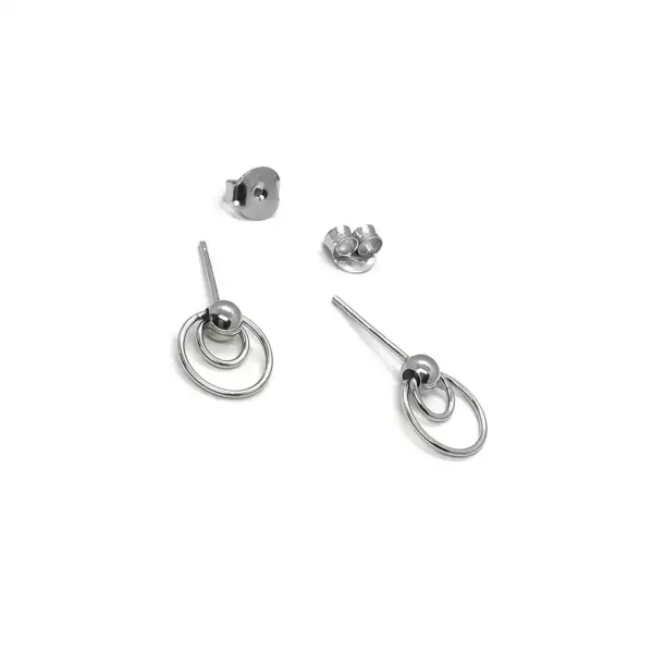 Double Circle Stud Earrings with 925 Silver Posts Double Circle Stud Earrings with 925 Silver Posts - 5