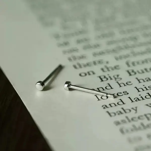 Mini Circular Stud Earrings in Sterling Silver - 1