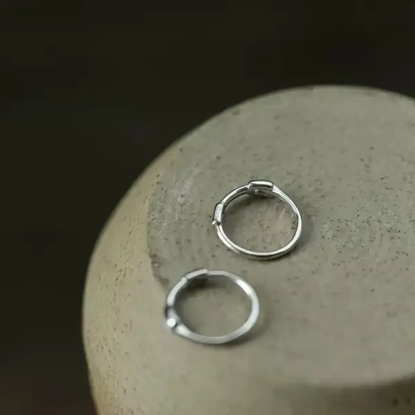 Small Hoop Ear Cuffs in Sterling Silver Small Hoop Ear Cuffs in Sterling Silver - 2
