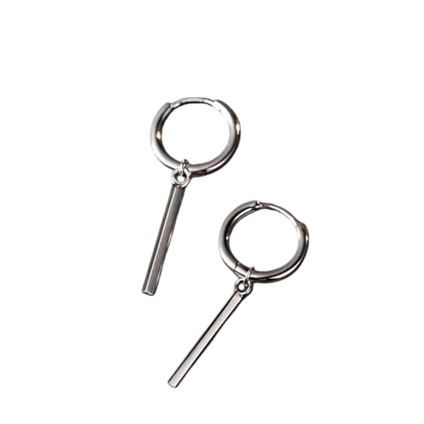 Long Bar Hoop Earrings in Sterling Silver Long Bar Hoop Earrings in Sterling Silver - 5