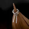Long Bar Hoop Earrings in Sterling Silver Long Bar Hoop Earrings in Sterling Silver - 1