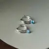 Blue Zircon Small Hoop Earrings in Sterling Silver Blue Zircon Small Hoop Earrings in Sterling Silver - 3