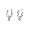 Blue Zircon Small Hoop Earrings in Sterling Silver Blue Zircon Small Hoop Earrings in Sterling Silver - 5