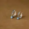 Blue Zircon Small Hoop Earrings in Sterling Silver Blue Zircon Small Hoop Earrings in Sterling Silver - 1