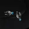 Blue Zircon Small Hoop Earrings in Sterling Silver Blue Zircon Small Hoop Earrings in Sterling Silver - 2