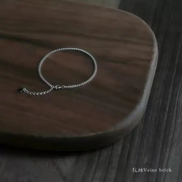 Fine Link Chain Bracelet with Extension in Sterling Silver Fine Link Chain Bracelet with Extension in Sterling Silver - 2