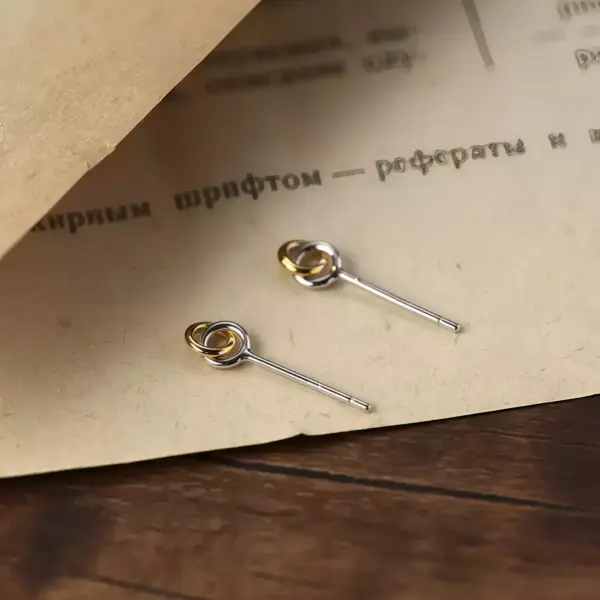 Interlocking Double Loop Stud Earrings in Sterling Silver Interlocking Double Loop Stud Earrings in Sterling Silver - 4