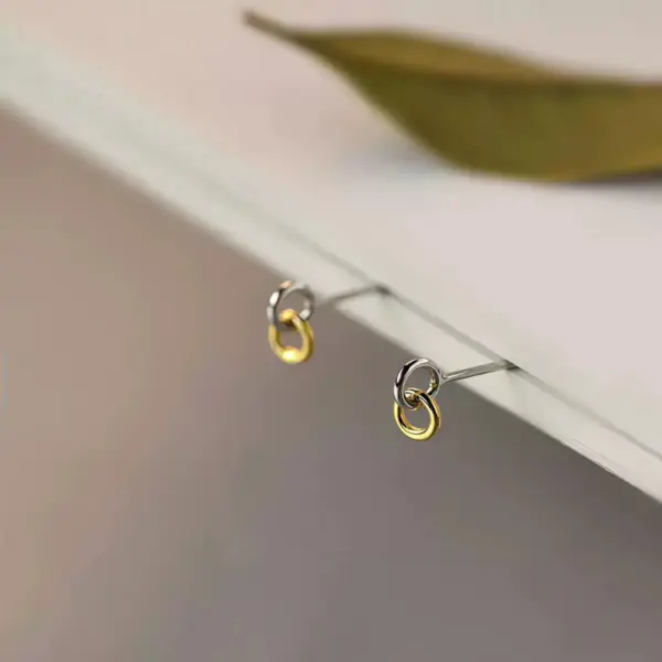 Interlocking Double Loop Stud Earrings in Sterling Silver - 1