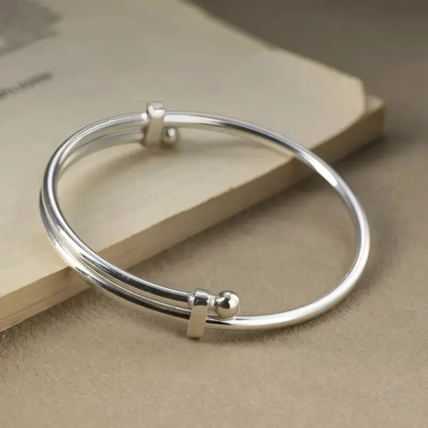 Adjustable Polished Open Bangle in 999 Silver Adjustable Polished Open Bangle in 999 Silver - 1