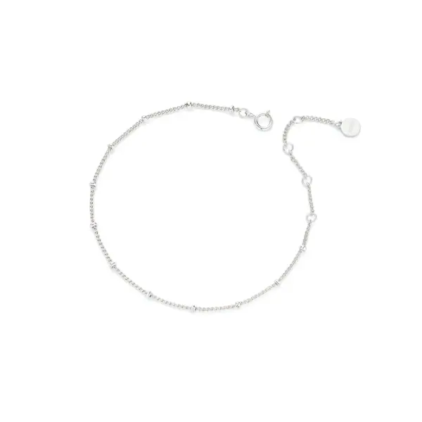 Spaced-Bead Fine Link Bracelet in Sterling Silver - 5