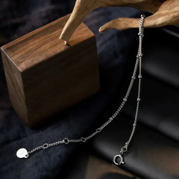 Spaced-Bead Fine Link Bracelet in Sterling Silver - 3
