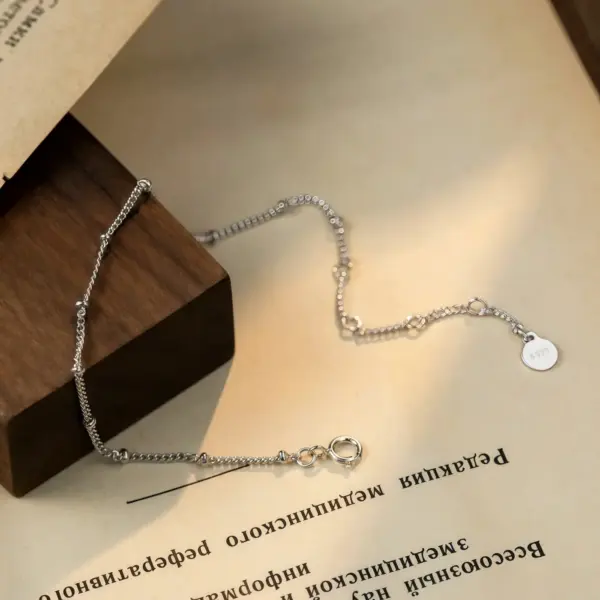 Spaced-Bead Fine Link Bracelet in Sterling Silver - 2