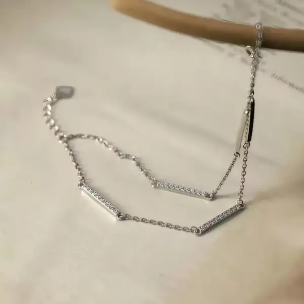 Double-Layer Fine Chain Bracelet in Sterling Silver - 3