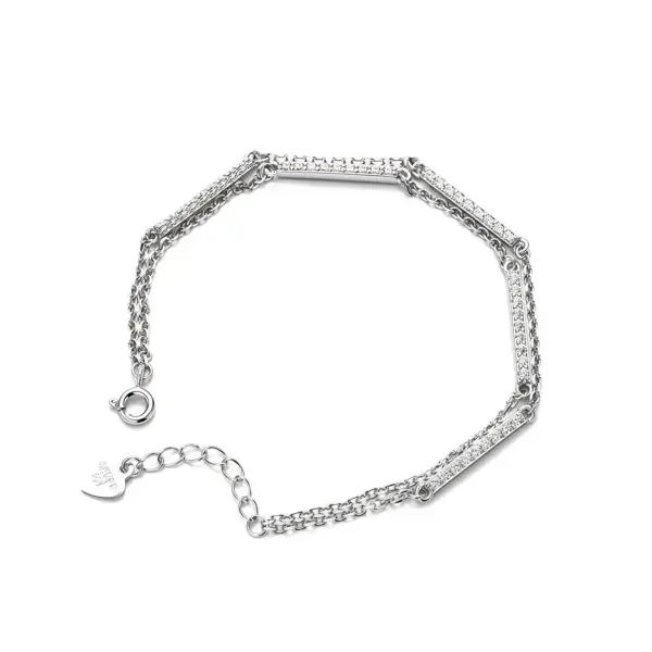 Double-Layer Fine Chain Bracelet in Sterling Silver - 5