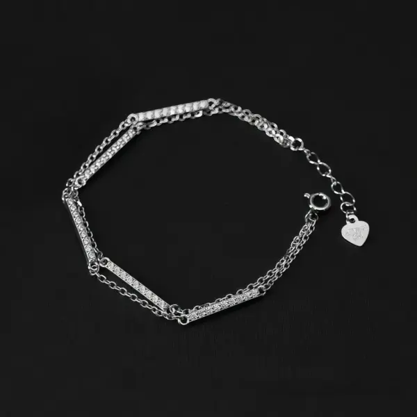 Double-Layer Fine Chain Bracelet in Sterling Silver Double-Layer Fine Chain Bracelet in Sterling Silver - 1