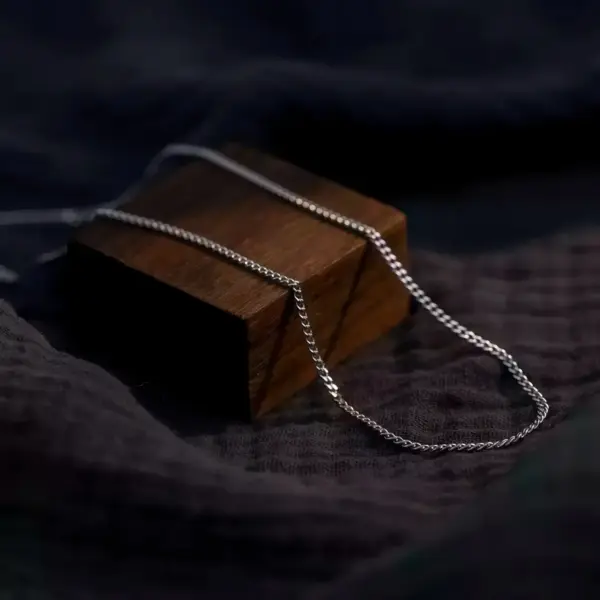 Simple Side-Chain Necklace in Sterling Silver - 2