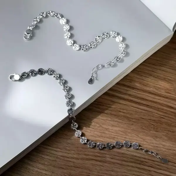 Textured Bracelet with Extension in Sterling Silver Textured Bracelet with Extension in Sterling Silver - 1