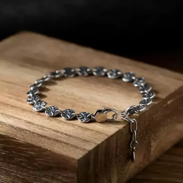 Textured Bracelet with Extension in Sterling Silver - 2