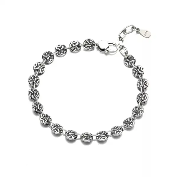 Textured Bracelet with Extension in Sterling Silver - 5