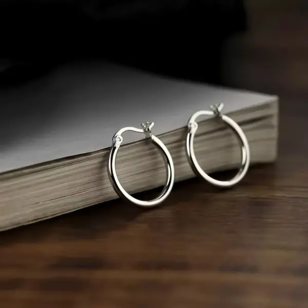 Simple Hoop Earrings in Sterling Silver - 1