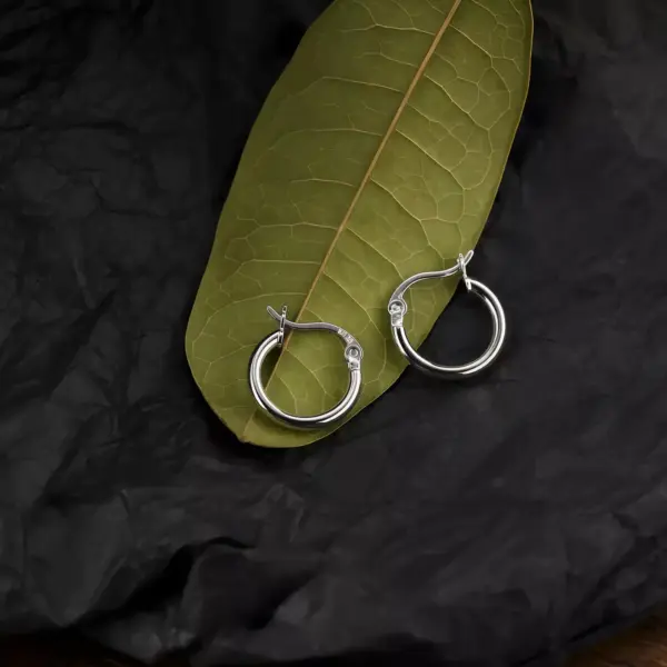 Simple Hoop Earrings in Sterling Silver Simple Hoop Earrings in Sterling Silver - 2